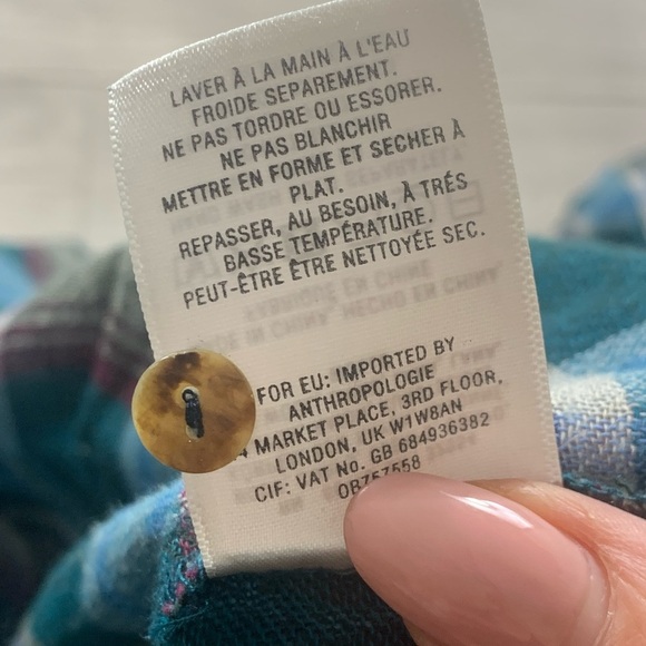 Anthropologie Akemi + Kin Lucie Plaid Tunic Button Front Top - Picture 7 of 10